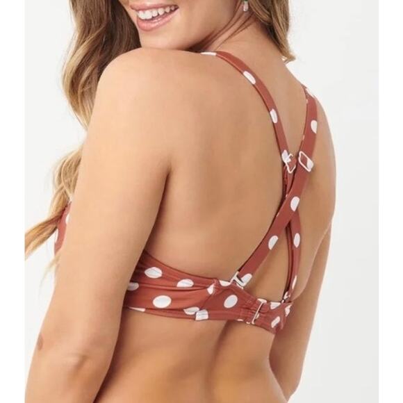 Unique Vintage 1970’s Rust and White Dot Bikini Top 1X 16 NWOT - Picture 2 of 7